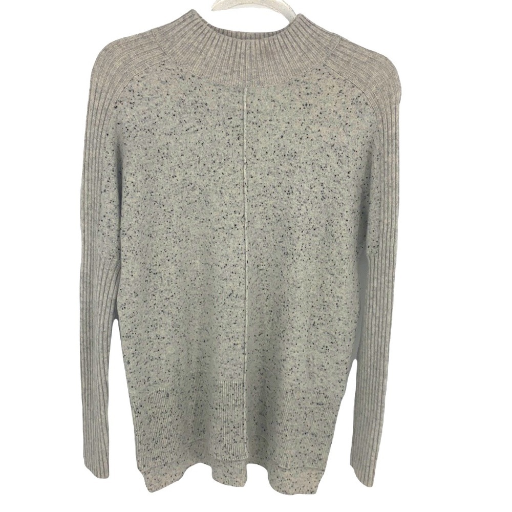 Orvis Women's Gray/Black Speckled Knit Mock Turtleneck 100% Cashmere Sweater XS